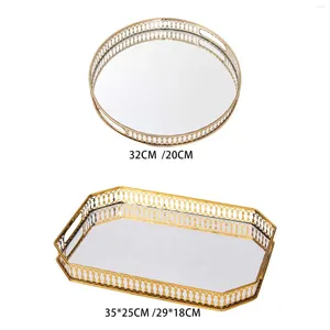 Plates Vanity Tray Holder Cosmetic Hollow Handle Decorative Skincare Organizer For Bathroom Breakfast Cosmetics Toilet Dresser