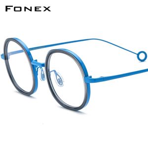 FONEX acetato óculos quadro masculino 2023 graça retro quadrado prescrição óculos miopia óptica b08p 240313