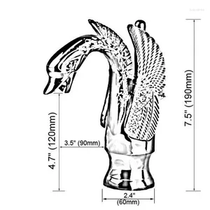 Badrumsvaskar kranar svart olja gnuggas mässing snidad konst djur svan stil bassäng mixer kran kran ett hål enstaka handtag mnf178