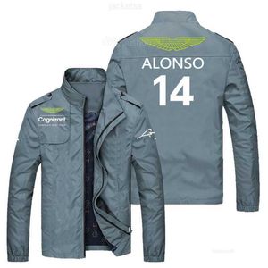 Herrenjacken 2024 Aston Martin F1 Jacke Uniform Formel 1 Rennanzug Alonso Jacke Herren winddichter Jack MOTO Motorrad-Reitanzug