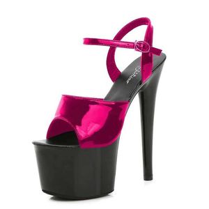 SURET BUTS Women 2020 Letnie obcasowe sandały platforma cienki na obcasie 17-20 cm mieszane kolory seksowne wodoodporne buty ślubne H240321nuyi