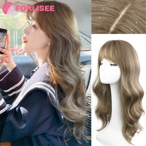 Synthetic Wigs Lace Wigs FORLISEE Long Curly Hair Women Wig With Bangs Daily Brown Black Lolita Cosplay Braided Wigs Heat Resistant Fiber Party Fake Hair 240327