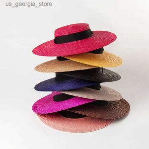 Шляпы с широкими полями Панамы Весна/Лето Новый Светлый Плоский Верх Большой Коричневый Ремень Красочная Шляпа Сценический Показ Мод Sunshine Shadow Str Hat Y240319