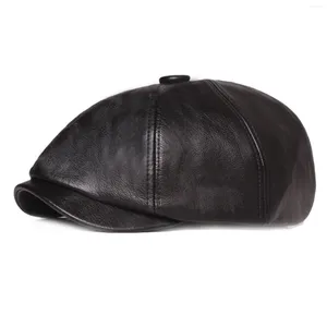 Berets unisex męski damski swobodny faux pu skóra bluszczowa cabbie cabbie gatsby jazda malarz roboczy ośmioosobowy czapek do mężczyzn odzież wiejska