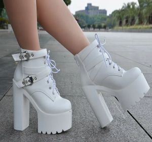 Stiefel europäischer und amerikanischer Mode -Knöchelstiefel 2023 Frühling Neues Korean Dick mit kurzen Stiefeln 14 cm Super High Heel Womens Boots