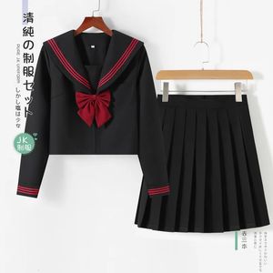 BLACK Orthodox College Style Japanese Korean Student School Uniform JK Uniform Girl Anime Cosplay Sailor Suit Class Top Skirts 240319