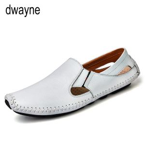 Sandálias de couro sandálias designer de condução sapatos de tamanho grande masculino casual slipon verão sandals de couro masculino 239