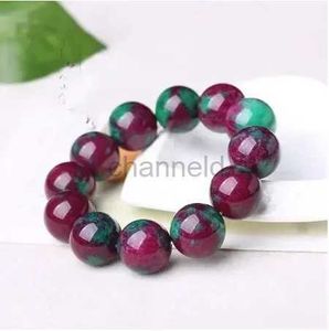 Bangle Natural jadeite bracelet round beads natural ruby jadeite emerald bracelet 240319