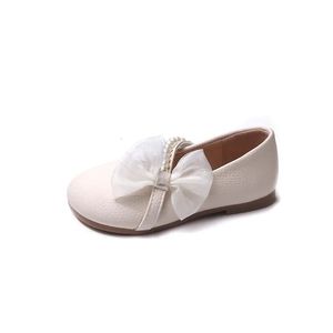 Zhio Children's Leather Shoes for Toddlers Girls Flats Flats Kids Laiders Fashion Shiny Bowknot Princess Shoes Size 23-36 240304
