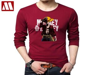 Men039s Tshirt swobodny długi rękaw mężczyzna T koszule marka ubrania nadruk anime One Piece Monkeydluffy Cartoon Summer Scheme Cotto2682794