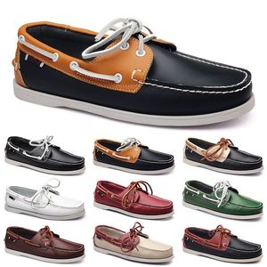 Mens Casual Shoes Black Leisures Silvers Taupe Dlives Brown Grey Red Green Walking Low Soft Multis Leather Men Sneakers Outdoor Trainers Boat Shoes Breathable AA085