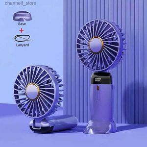 Electric Fans Mini Fan Portable Handheld Foldbar Office Desktop Multifunktionellt fällbart dubbelt batteri 1200mAh Electric Fan With Neck Tie Ropey240317