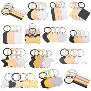 50PCS Stainless Steel Blank Dog Tag Round Fish Bone Clothes Keychain Pendants For Necklaces Custom DIY Jewelry Making Keychain 240311