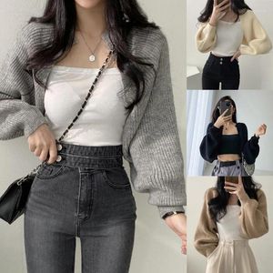 Women's Knits Fall Open Front Shrugs Long Sleeve Boleros Solid Lightweight Knitted Cropped Cardigan Sweaters Short Shawl Tops