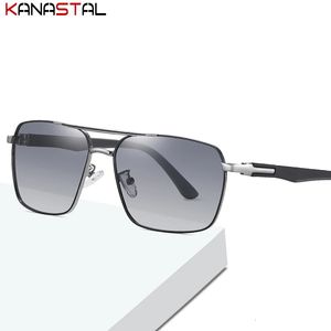 Männer Polarisierte UV400 Sonnenbrille Metall Doppel Strahl Bicolor Polygon Rahmen Visier Outdoor Radfahren Angeln Brillen Frauen Casual 240314