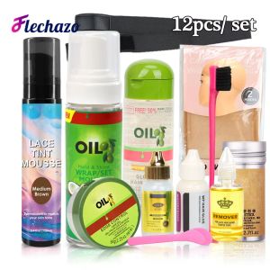 Adhesives Flechazo Installation Kit For Wigs 12Pcs Beginner Friendly Lace Tint Spray Foam Mousse Lace Wig Glue Edge Control Hair Wax Stick