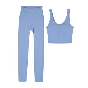 Lu Йога носить спортивный комплект женские спортивные U-образные топы для фитнеса брюки для бега тренировочная одежда два предмета одежды дизайнерский костюм