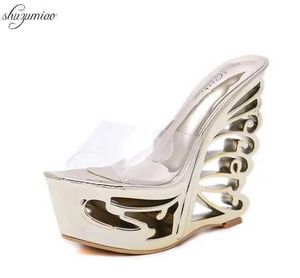 Scarpe eleganti Donna Tacco eterotipico Sexy Strano stile Estate Piattaforma femminile Novità Sandali Tacchi alti 14 cm Lady Wedding H240325