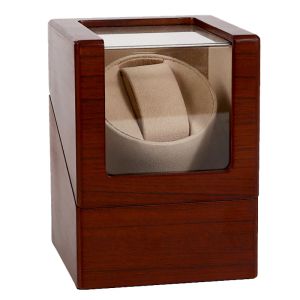 Fall högkvalitativ trätvart kolfiber singelklocka Winder Box Tystmotor Lindningsförvaring Display Case Watch Shaker