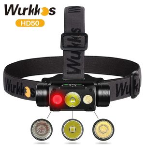 Wurkkos HD50 Lampada frontale 2A Ricaricabile 21700 Faro 4000lm XHP503 HILH351D660nm Luce rossa Toollamp Coda magnetica Campo 240306