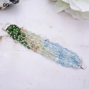 Strand Guaiguai Biżuteria 8 '' 7 Strands Natural Aquamarine Peridot Diospside Prehnite Bransoletka