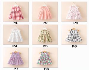 새로운 여름 여자 드레스 아기 여자 소매가 조끼 줄무늬 꽃 셔츠 치마와 긴 스커트 코튼 드레스 아이를위한 클로 6120887