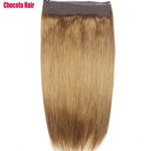 Кусок Chocala 16 дюймов 28 дюймов 140 г Машинное производство Remy Hair Fish Line в цельном наборе 100% бразильские натуральные человеческие волосы без зажима