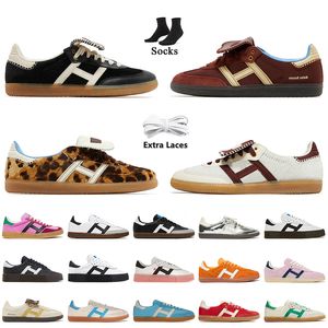 Wales Bonner Leopard Pony Nylon Braun Designer Freizeitschuhe Creme Weiß Schwarz Vegan Gum Damen Herren Flache Turnschuhe Sportliche und satte Beige Blau Grün Rosa Turnschuhe