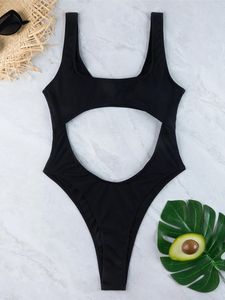 Women's Swimwear Sexy Tummy Cut Out Ribbed Backless One Piece Swimsuit Women Female High Leg Padded Bather Bathing Suit Swim K5263