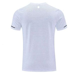 2024 lululemenI Men Yoga Outfit Gym T Shirt Exercise Fiess Wear Sportwear Trainning Basketball Quick Dry Ice Silk Shirts Outdoor Tops Sleeve Elastic Slimming Trend