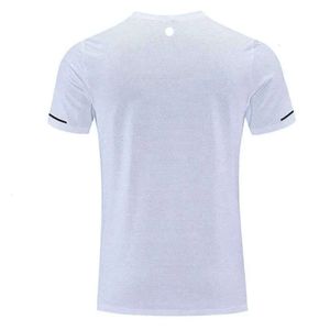 2024 lululemenI Herren-Yoga-Outfit, Fitnessstudio, T-Shirt, Übung, Fiess-Wear, Sportbekleidung, Training, Basketball, schnell trocknend, Eis-Seiden-Shirts, Outdoor-Oberteile, Ärmel, elastisch, Schlankheitstrend