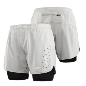 Accessori Lixada maschi per ciclismo da uomo 2 in 1 uomo sport pantaloncini di allenamento rapido Exercing pantaloni da jogging con fodera più lunga