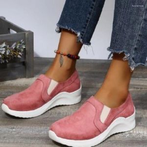 Casual Shoes European American Style Sports Women's 2024 Color Blocking Sloping Heel Vulcanized Running Zapatos Mujer
