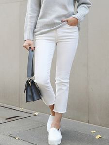 Branco colheita jean perna reta moda aconchegante macio y2k streetwear namorado calças jeans branco para roupas femininas 2023 240315