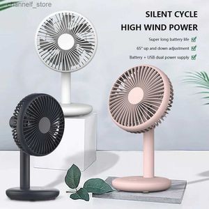 Electric Fans Desktop Office Tyst kylfläkt 1200mAh Batterikapacitet Mini Desktop Fan USB Charging Home Office Camping Outdory240320