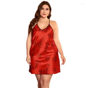 Damen-Nachtwäsche, sexy Nachthemden, Übergröße, BBW-Nachtkleid, Liebesdruck, romantische Wäsche, Damen-Pyjamas, Unterwäsche