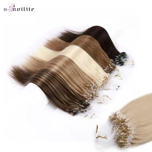 Extensions Snoilite 50pcs 1g/s 14"24" NonRemy 100% Real Human Hair Micro Rings Beads Loop Hair Extensions Straight Blonde Brazilian Hair