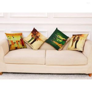 Poduszka afrykańskie plemienne kobiety malarstwo olejowe Pillowa 45 45 cm miękka pluszowa osłona domowa dekoracja sofa