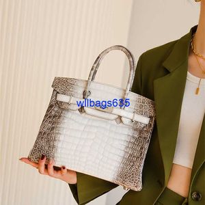 Sacolas Himalaya Crocodile Handbag Genuine Womens 2024 Crocodile Skin Platinum Bag Luz Luxo e Luxo Costurado à Mão Alto Brilho Arch Bead Hi tem logotipo HB6C4A