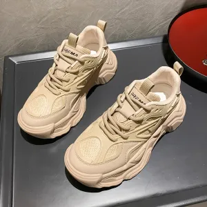 Par pappa skor enkel plattform chunky sneakers kil för kvinnors avslappnade skor andas mesh sommarsport löpande sko lättvikt tenis feminino spets upp a40