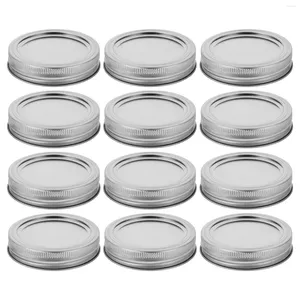 Lagringsflaskor 12 Set Multipurpose Jar Lids Mason Rings Wide Mouth Professional Canning Silver Circle Återanvändbara omslag