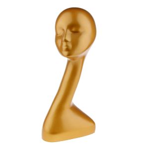 Stands Elegant Gold Female Mannequin Head Hair Wigs Hat Cap Display Model Showcase Läsglasögon Solglasögon Stativ Holder