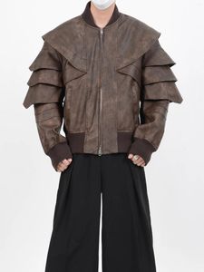 Erkek Ceketler Koyu Avant-Garde tarzı giysiler yapısökülmüş bölünmüş ceket gevşek vintage kızarmış sokak beyzbol kısa