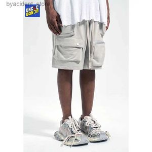 Men's Shorts Multi-pocket Short Pants Men Basketball Shorts Baggy Drawstring Shorts High Street Techwear Shorts Men Cotton Sweatpants L240320