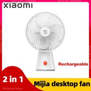 Electric Fans Mijia desktop fan handheld 2in1 portable 4000mAh battery C-type rechargeable 4-speed fan for home and office useY240320