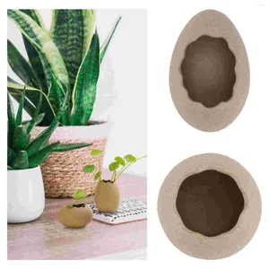 Vases 2Pcs Eggshell Ceramic Vase Cracked Egg Shell Planter Pot Holder Candy Bowl For Bonsai Orchid Home Centerpieces Decor Ornament