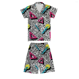 Mäns kostymer Custom Women Kid Men Pyjamas Set Native Print Style Full Satin Silk Top Pants Nightwear Sleepwear