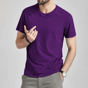 Saldi estivi T-shirt maschio ragazzo magliette da uomo maglietta da donna tinta unita marca cotone solido sport viola ragazza corta top magliette donna signora 240307