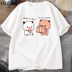 Anime Cartoon Women Men T Shirt Panda Bear Bubu i Dudu Kawaii Graphic Printed T Shirt Fi Crew Neck Plus Size Shirts L-4xl