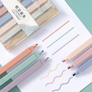 46PCS Kawaii Candy Farbe Doppelspitze Textmarker Pastell Textmarker Schreibwaren Marker Ästhetische Schreibwaren Stift 240320